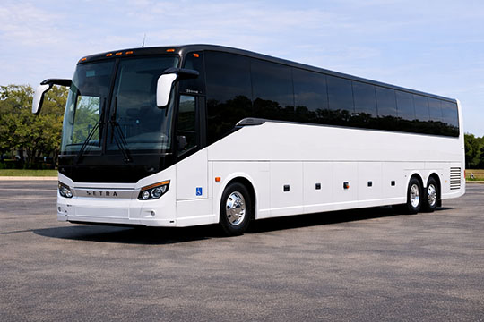 56-passenger charter bus available for charter in Syracuse, NY
